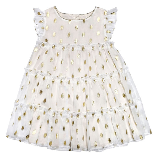 Celeste Gold Dots Chiffon Dress