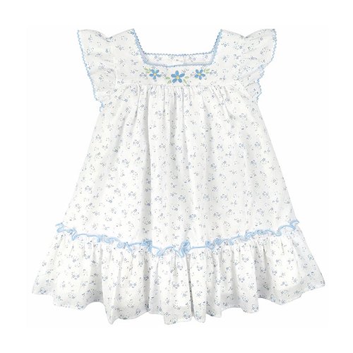 Blue Ditsy Floral Ruffle Dress